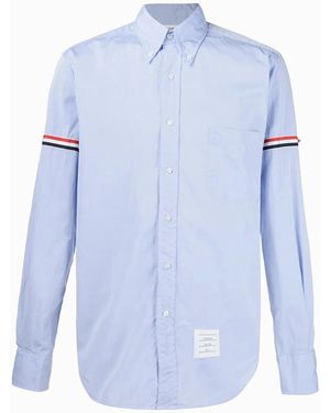 Thom Browne Striped-Detail Long-Sleeved Shirt - Blue