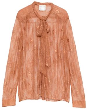 forte_forte Chemise En Dentelle À Col Lavallière - Orange