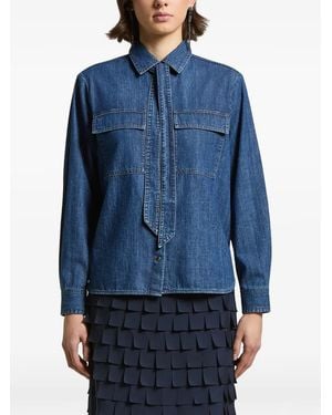Peserico Tie-Detail Denim Shirt - Blue