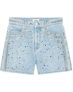 Zadig & Voltaire Sadys Strass-Embellished Denim Shorts - Blue