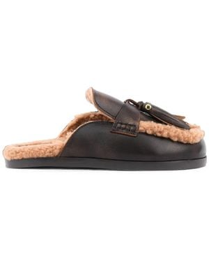 POSA Mules À Finitions En Peau Lainée Et Houppes - Multicolour