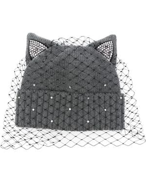 CA4LA Cat Ears Embellished Hat - Grey