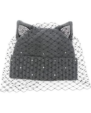 CA4LA Cat Ears Embellished Hat - Gray
