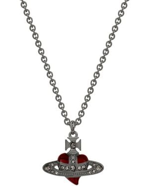 Vivienne Westwood Diamante Heart Pendant Necklace - Metallic