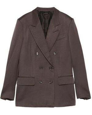 Tom Ford Double-Breasted Silk-Blend Jacket - Brown