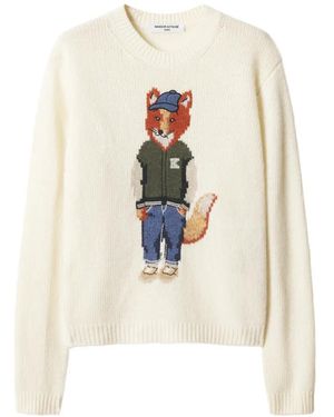 Maison Kitsuné Jersey Dressed Fox En Intarsia - Blanco