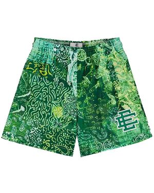 Eric Emanuel Ee Logo-Print Paisley-Print Mesh Shorts - Green
