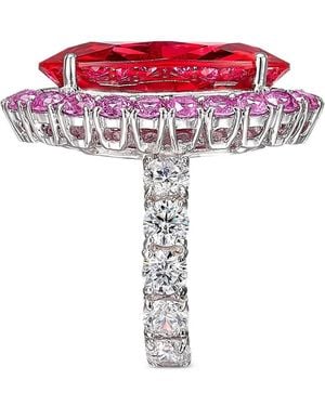Anabela Chan Anello Candy Crush Con Zaffiro E Diamanti - Rosso