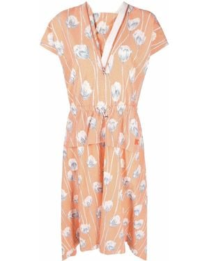 KENZO Graphic-Floral Print Gingham Midi Dress - Pink