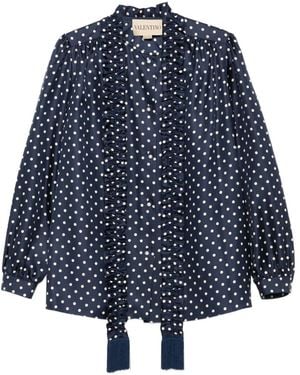 Valentino Garavani ポルカドット ラッフルシャツ - ブルー