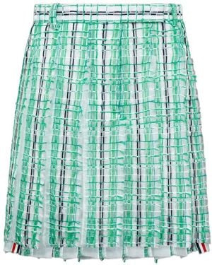 Thom Browne Jupe Plissée En Tweed À Rayures - Vert