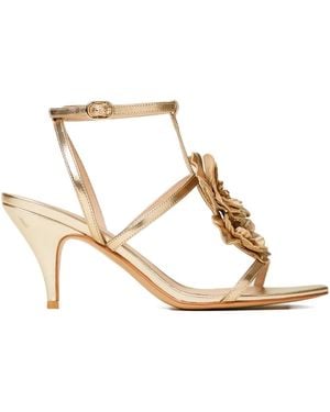 Twinset フラワーアップリケ サンダル - メタリック