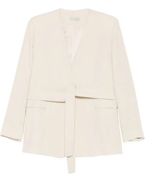 Antonelli Eddie Belted Collarless Jacket - White