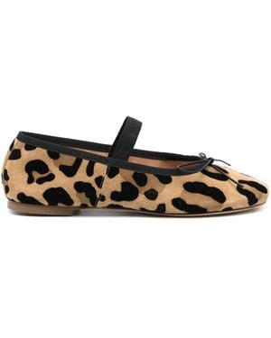 Anniel Leopard-Print Ballet Flats - Natural