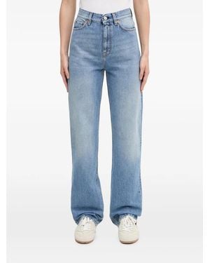 Sporty & Rich Jean Droit À Patch Logo - Blue