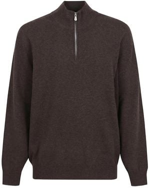Brunello Cucinelli Cashmere Jumper With Half Zip - Brown