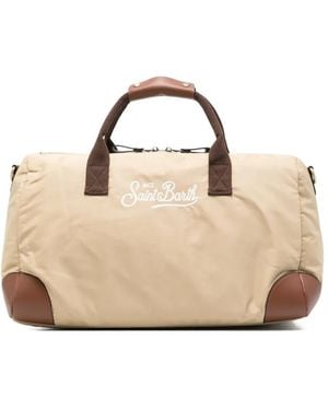 MC2 Saint Barth Daily Embroidered-Logo Holdall - Natural