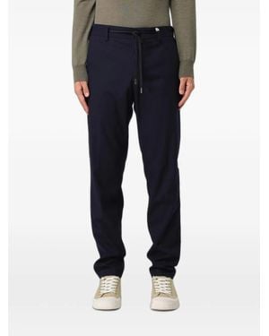 Myths Drawstring Contrast-Stitch Trousers - Blue