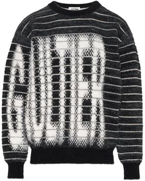 Jean Paul Gaultier Gestreepte Jacquard Trui Met Ronde Hals - Zwart