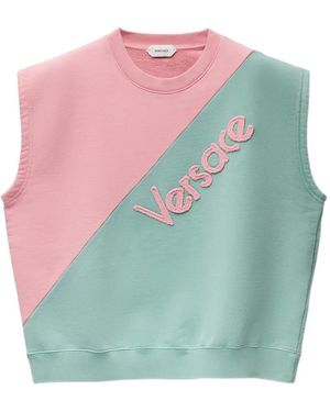 Versace Logo Cotton Tank Top - Blue