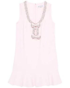 Self-Portrait Gerafftes Krepp-Minikleid Mit Schleife - Pink