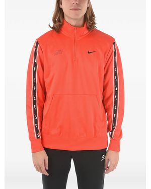 Nike Logo-Print Half-Zip Sweatshirt - Red
