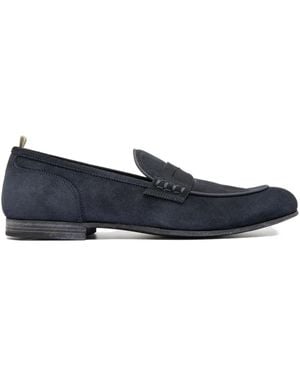 Officine Creative Penny-Stitched Suede Loafers - Blue