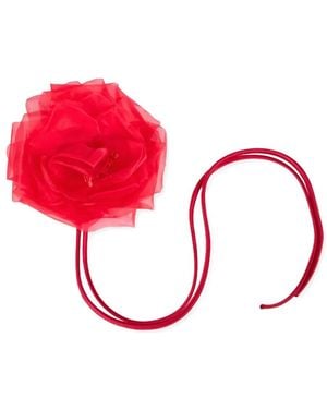 Max Mara Floral-Applique Cord Necklace - Red