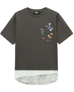Mini Cream Layered T-Shirt - Grey