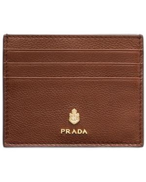 Prada Leather Card Holder - Brown