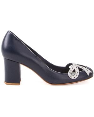 Sarah Chofakian Pumps Con Tacco Largo - Blu
