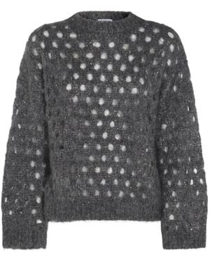 Brunello Cucinelli Open-Knit Sweater - Grey