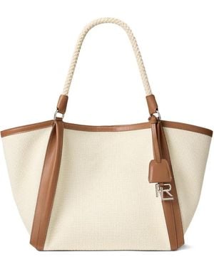 Ralph Lauren Woven Keybell Rope-Handle Tote Bag - White