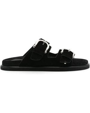 P.A.R.O.S.H. Suede Flat Sandals - Black