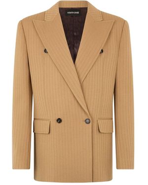 Roberto Cavalli Double-Breasted Striped Blazer - Natural