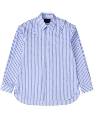 Simone Rocha Camisa A Rayas Con Ribete De Volantes - Azul
