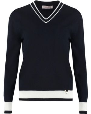 Valentino Garavani V-Neck Jumper - Blue