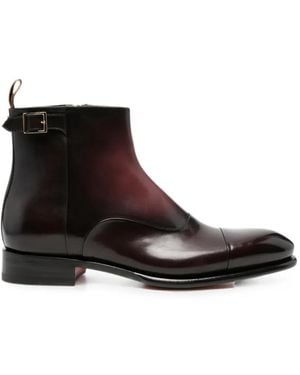 Santoni Buckle-Detail Zip-Fastening Boots - Black