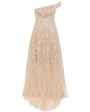 Saiid Kobeisy Off-Shoulder Embroidered Dress - Natural
