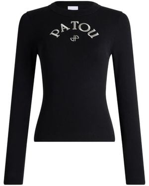Patou Logo-Print Long-Sleeve T-Shirt - Black