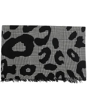 Faliero Sarti Animal-Print Fringed Scarf - Black