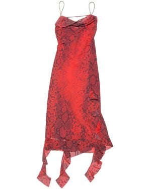 Acne Studios Snakeskin-Print Dress - Red