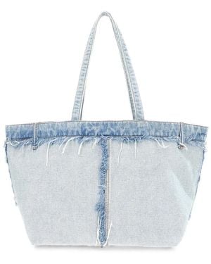 Alexander Wang Punch Frayed Denim Tote Bag - Blue