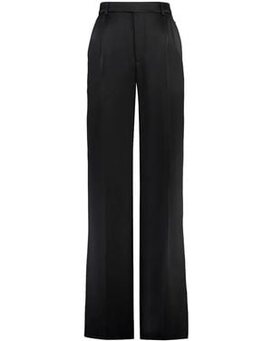 Saint Laurent Satin Flared Trousers For - Black