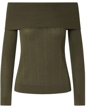 Liu Jo Wool Jumper With Bardot Neckline - Green