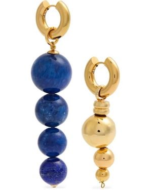 Timeless Pearly Asymmetric Hoop Earrings - Blue