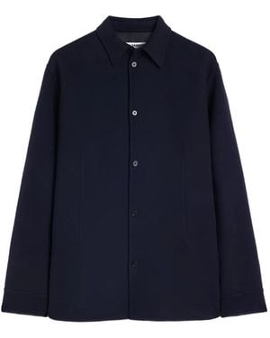 Jil Sander Wollen Shirtjack Met Dubbele Rij Knopen - Blauw