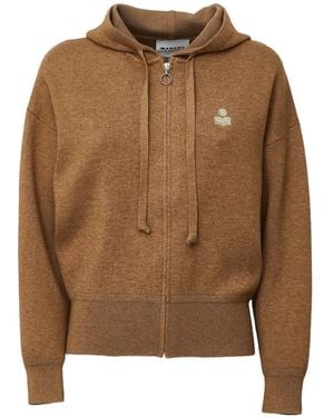 Isabel Marant Koby Logo-Embroidered Hoodie - Brown