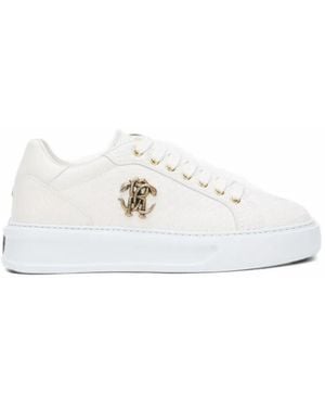 Roberto Cavalli Baskets À Plaque Logo - White