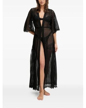 Melissa Odabash Tali Laced Belted Kaftan - Black